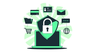 A person, standing by the sheild od protection amidst various cyber threats, representing Threat Hunting process of Mitigata.