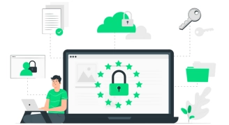 A person, standing by the sheild od protection amidst various cyber threats, representing Threat Hunting process of Mitigata.